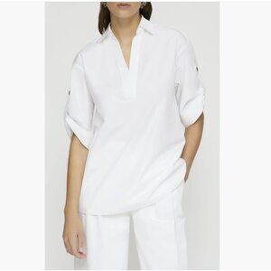 Roll Tab Sleeve Popover Shirt Lafayette 148 New York - NEW